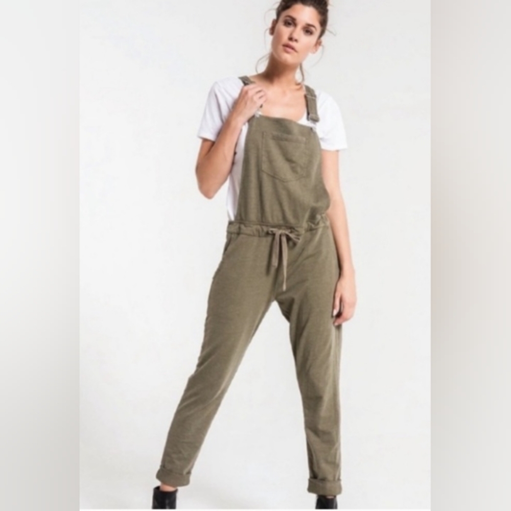 Z Supply Sweatpant Overalls Green Size Small
